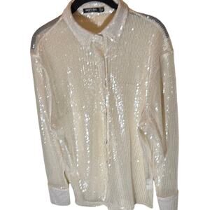 Nasty Gal Sequin Button Down Blouse.  Size 6 Runs Large